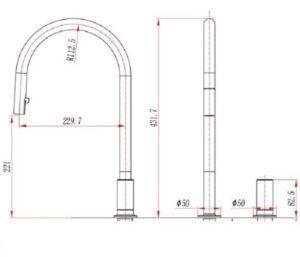 Съемная ручка смесителя для кухни с поверхности, модель Vera Chrome 53961, разные SHONY