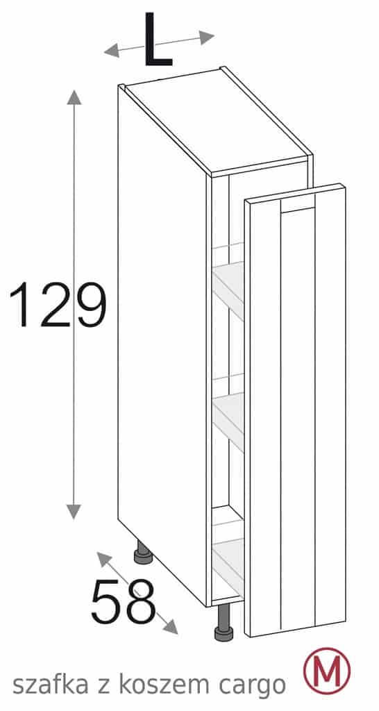 ВЫСОКИЙ ШКАФ С ГРУЗОВОЙ КОРЗИНОЙ 30 см OLIVIA SOFT