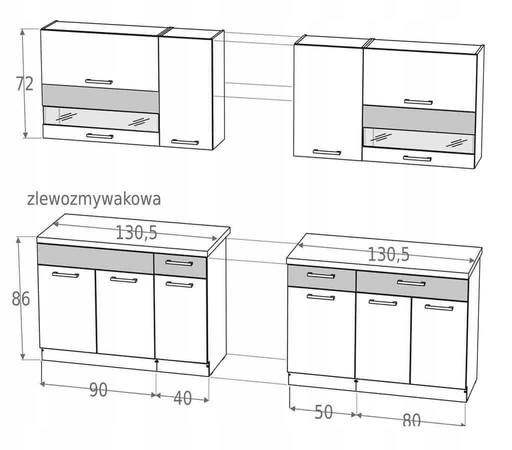 Кухонная мебель на размер со столешницей 260 см KD