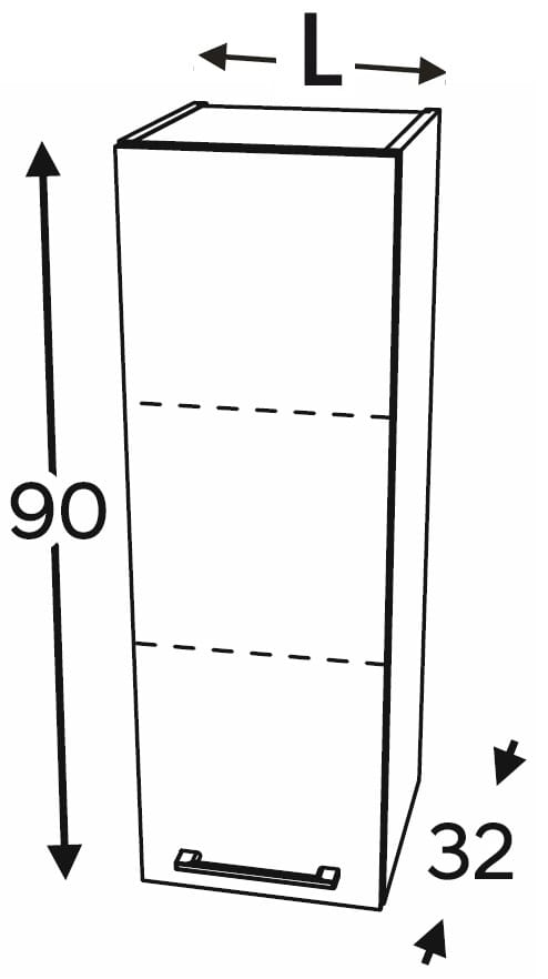 Шкаф высокий с 1 дверцей 35 см KAMMONO F4F5F7