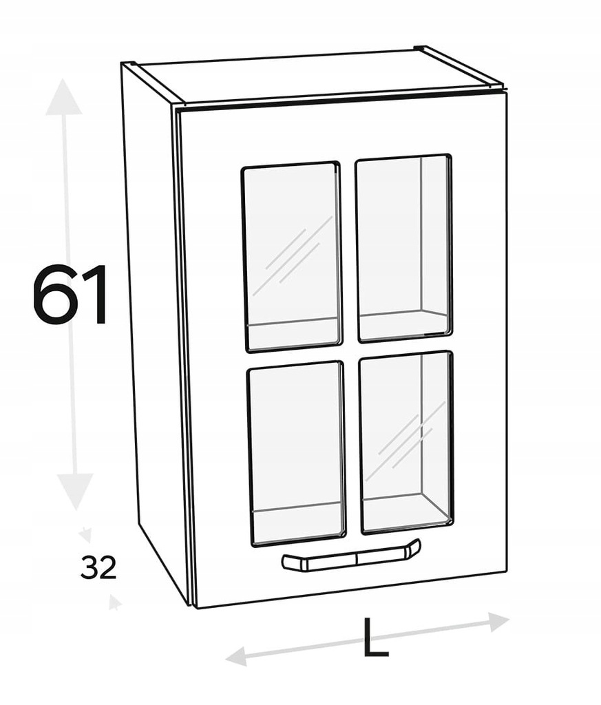 Шкаф KAMMONO F4F5F7 60 см с однодверной витриной